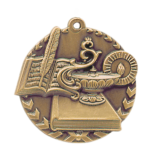 Antique Gold 1 3/4" Lamp of Knowledge Millennium Medal