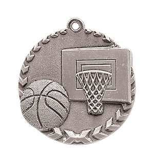 Antique Silver 1 3/4" Basketball Millennium Medal