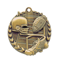 Antique Gold 1 3/4" Football Millennium Medal