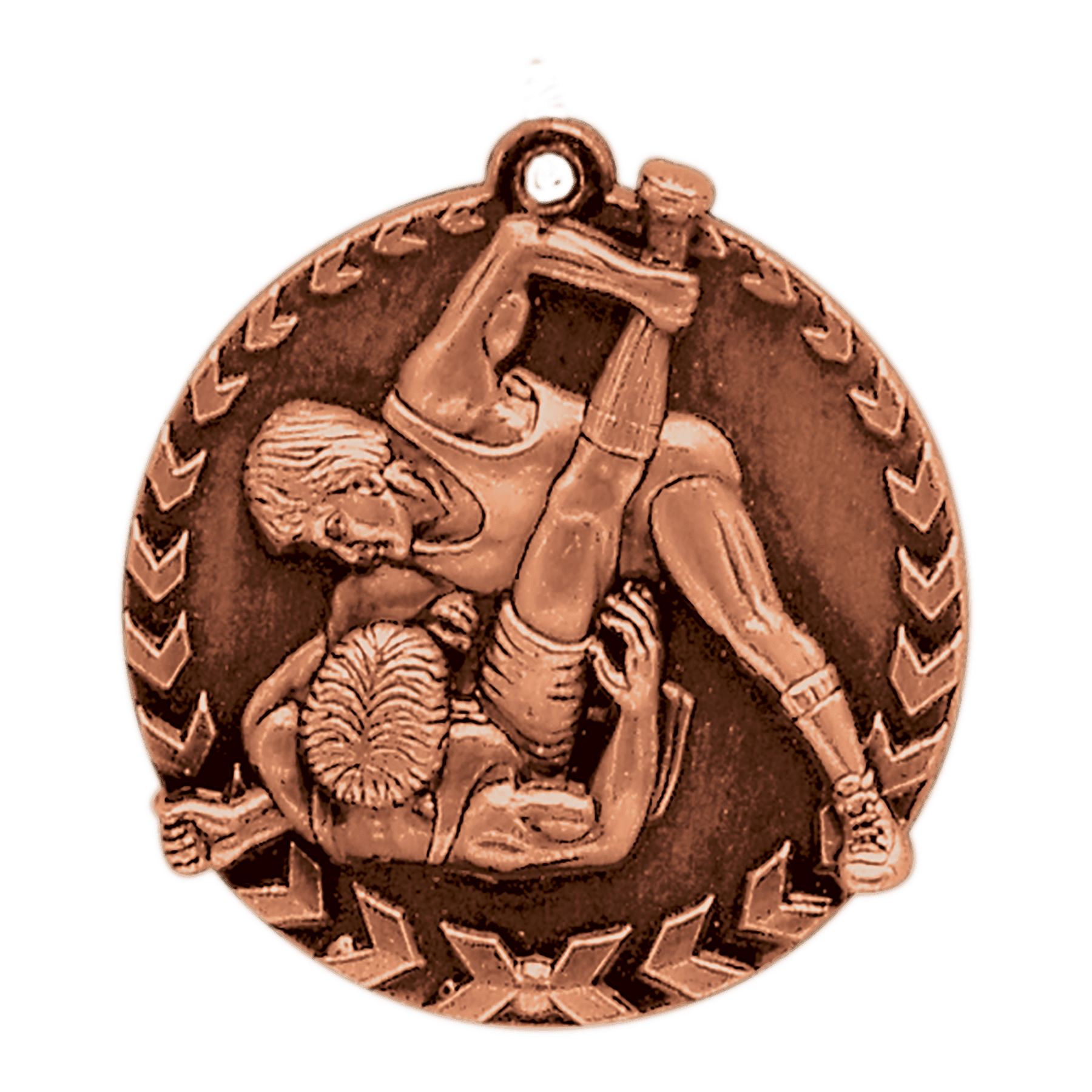 Antique Bronze 1 3/4" Wrestling Millennium Medal