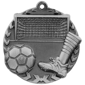 Antique Silver 1 3/4" Soccer Millennium Medal