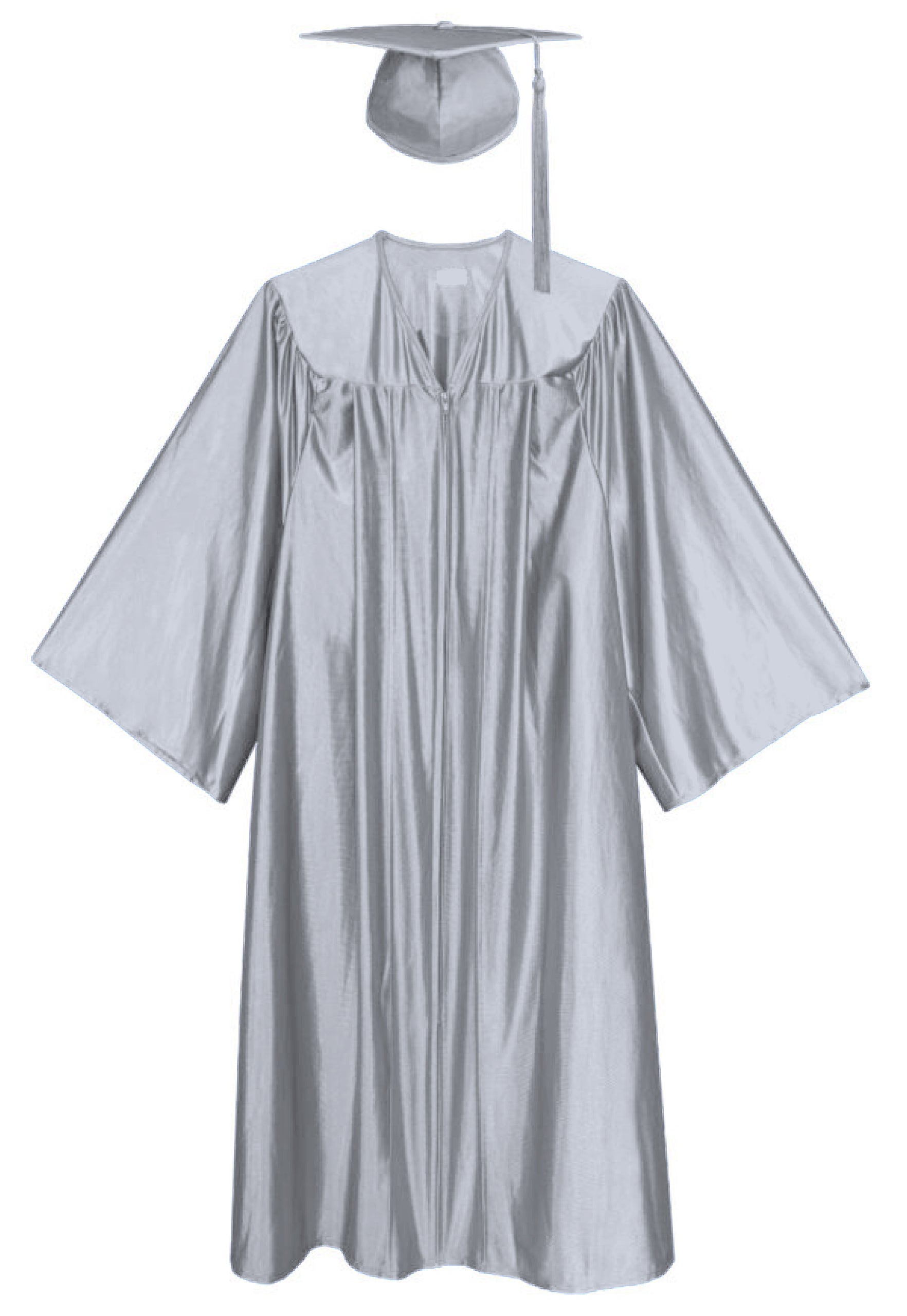 Silver Shiny Graduation Gown and Cap