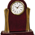 8 1/4" x 7 1/2" Rosewood Piano Finish Clock with Gold Columns
