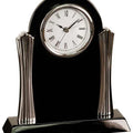 8 1/4" x 7 1/2" Black Piano Finish Clock with Silver Columns