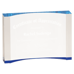 Blue 5" x 3 1/2" 1" Thick Acrylic Crescent