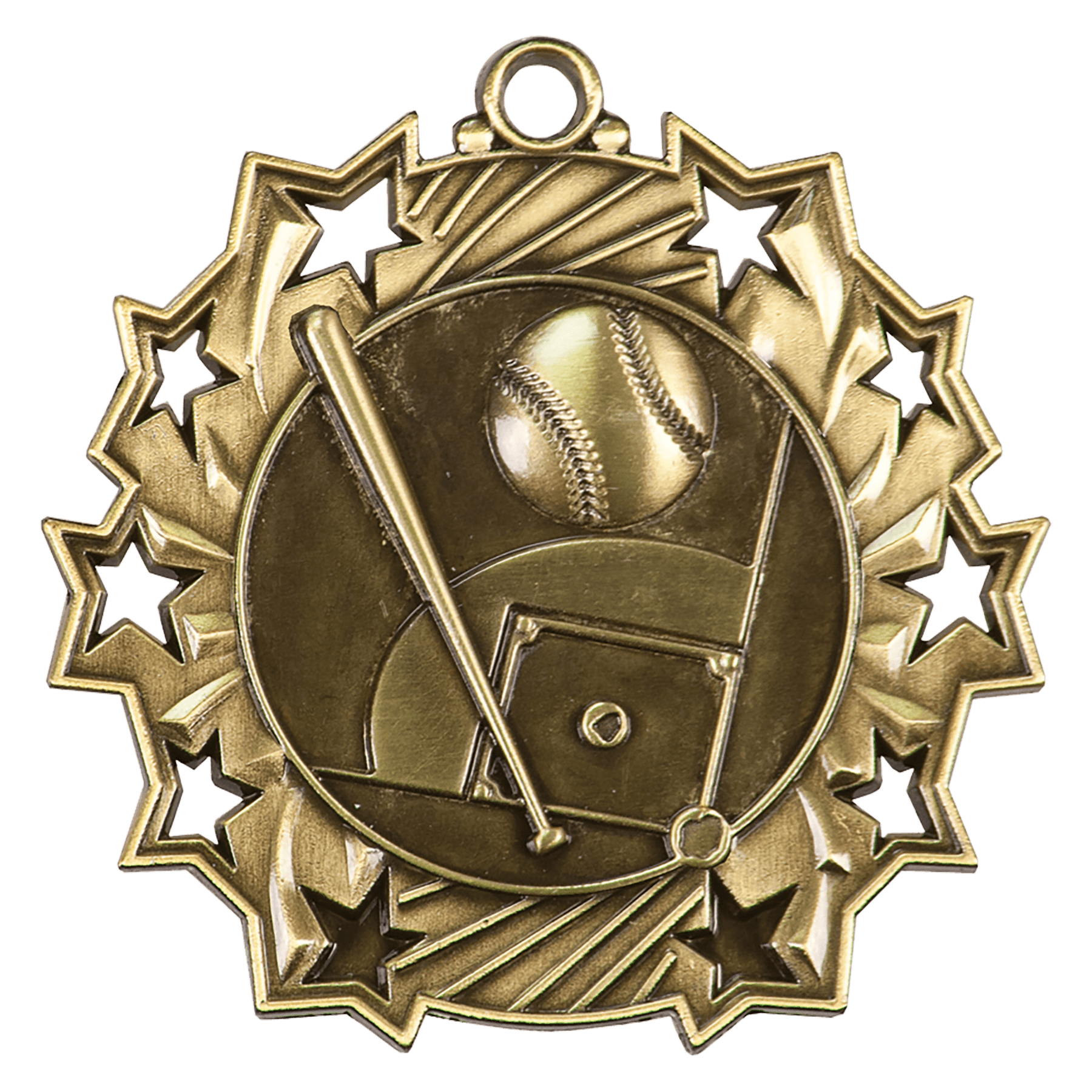 Antique Gold 2 1/4" Baseball/Softball Ten Star Medal