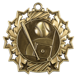 Antique Gold 2 1/4" Baseball/Softball Ten Star Medal