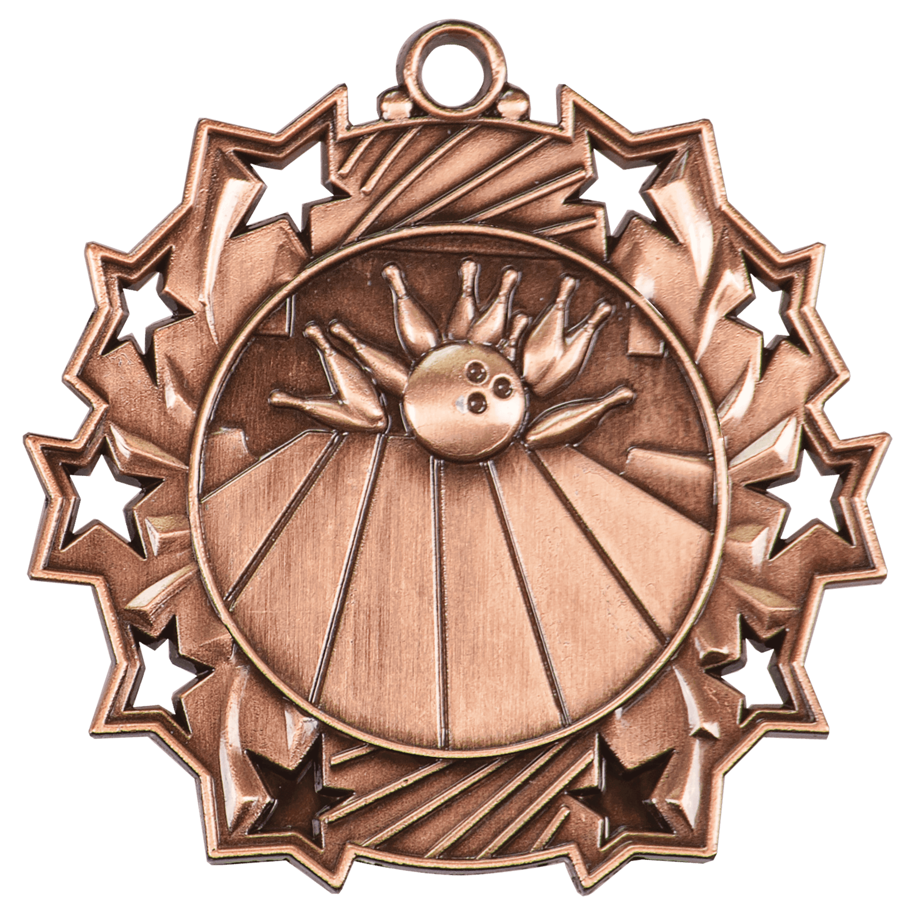 Antique Bronze 2 1/4" Bowling Ten Star Medal