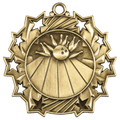 Antique Gold 2 1/4" Bowling Ten Star Medal