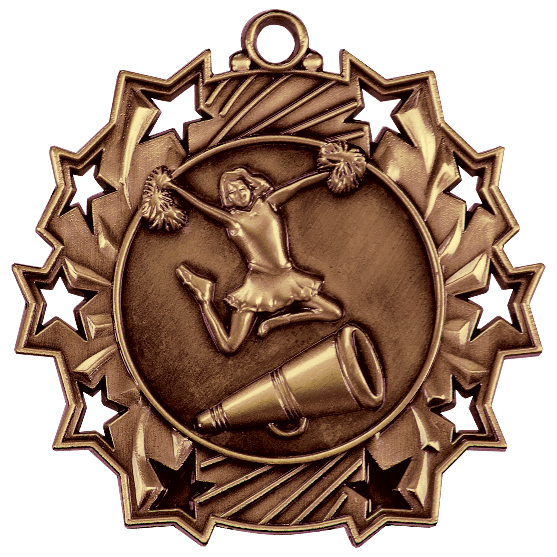 Antique Bronze 2 1/4" Cheer Ten Star Medal