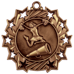 Antique Bronze 2 1/4" Cheer Ten Star Medal