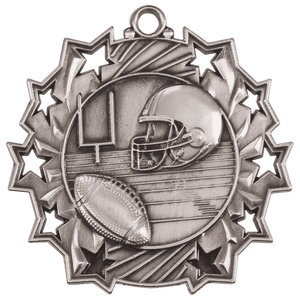 Antique Silver 2 1/4" Football Ten Star Medal