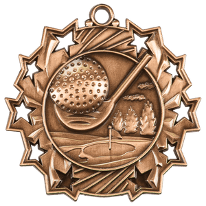 Antique Bronze 2 1/4" Golf Ten Star Medal