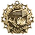 Antique Gold 2 1/4" Soccer Ten Star Medal