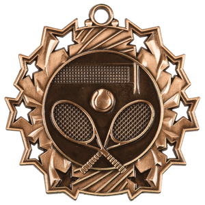 Antique Bronze 2 1/4" Tennis Ten Star Medal