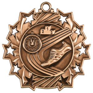 Antique Bronze 2 1/4" Track Ten Star Medal