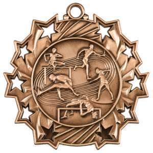 Antique Bronze 2 1/4" Track & Field Ten Star Medal