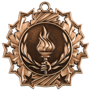 Antique Bronze 2 1/4" Victory Ten Star Medal
