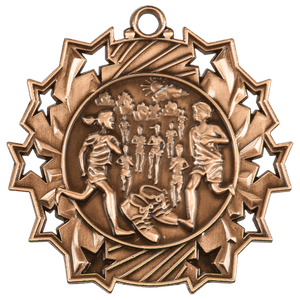 Antique Bronze 2 1/4" Cross Country Ten Star Medal