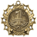 2 1/4" Antique Gold 1st Place Ten Star Medal