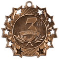 2 1/4" Antique Bronze 3rd Place Ten Star Medal