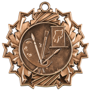 Antique Bronze 2 1/4" Art Ten Star Medal