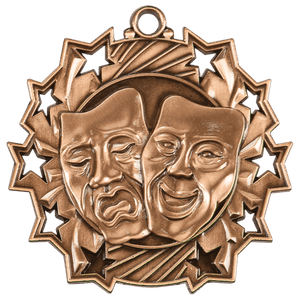 Antique Bronze 2 1/4" Drama Ten Star Medal