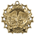 Antique Gold 2 1/4" Drama Ten Star Medal
