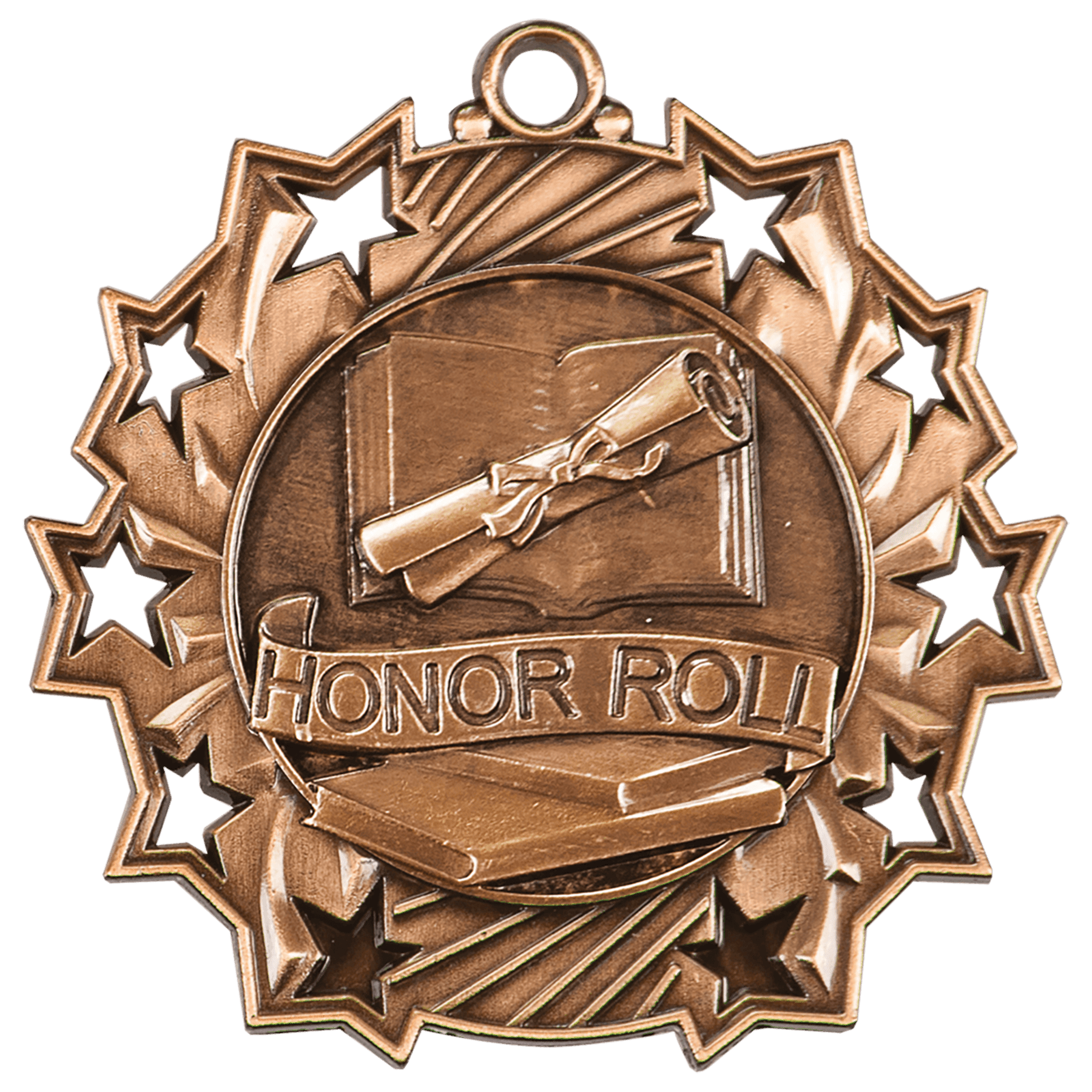 Antique Bronze 2 1/4" Honor Roll Ten Star Medal