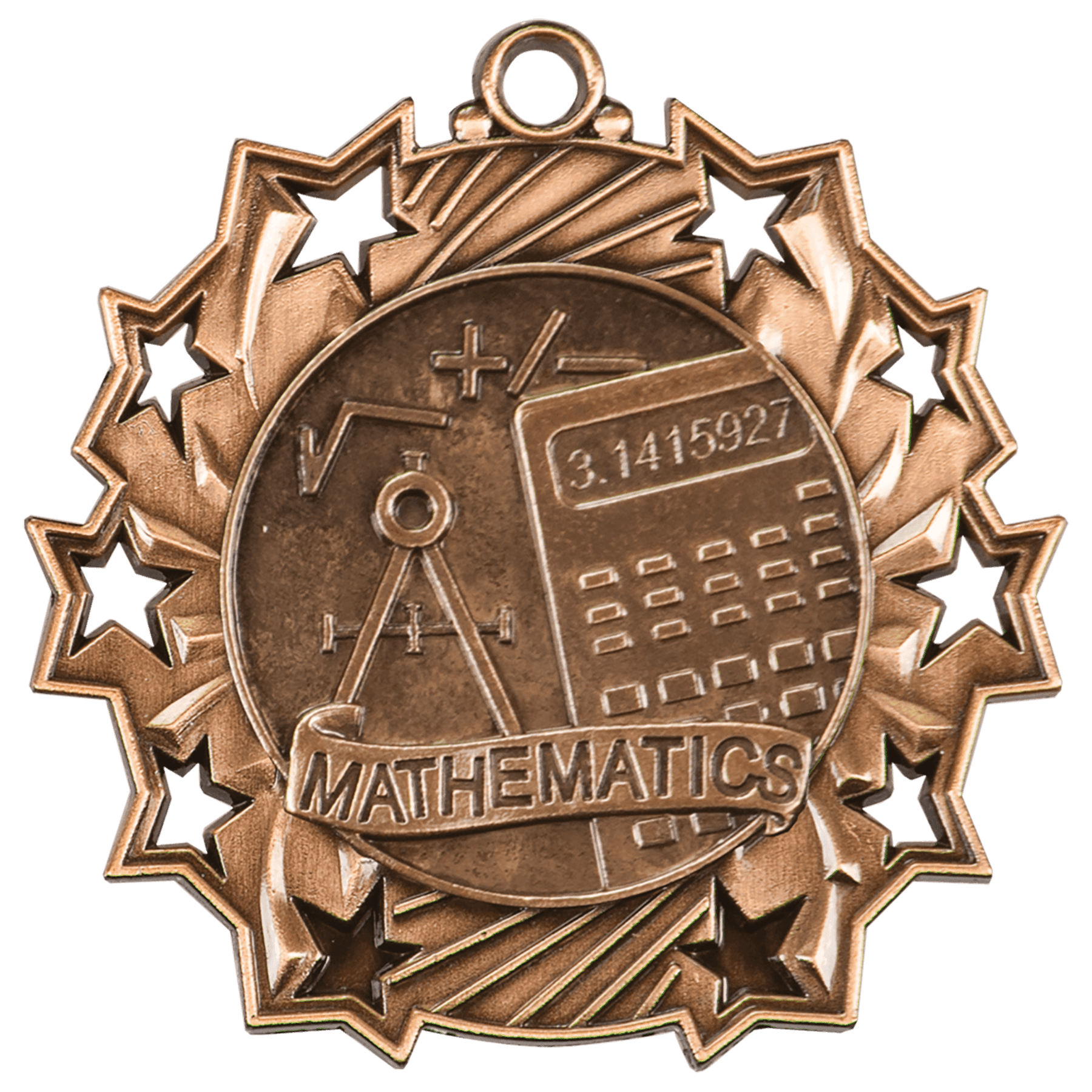 Antique Bronze 2 1/4" Math Ten Star Medal