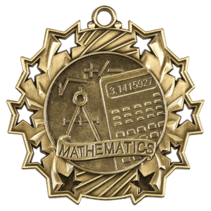 Antique Gold 2 1/4" Math Ten Star Medal