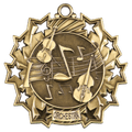 Antique Gold 2 1/4" Orchestra Ten Star Medal