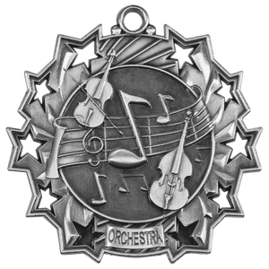 Antique Silver 2 1/4" Orchestra Ten Star Medal