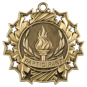 Antique Gold 2 1/4" Participant Ten Star Medal