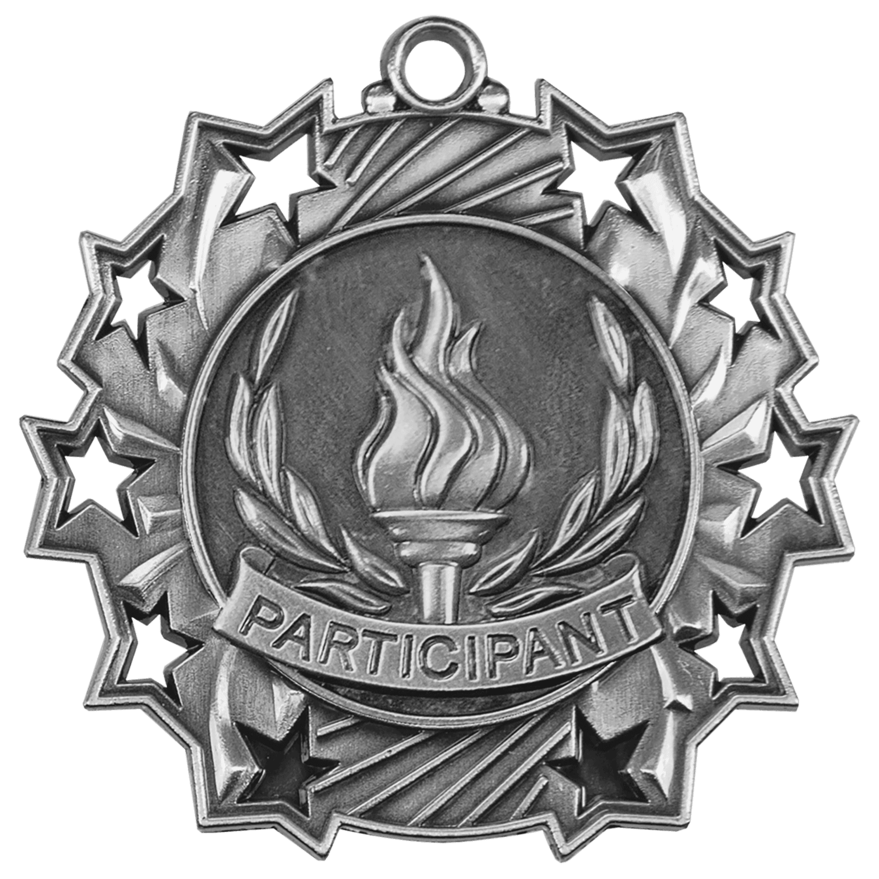 Antique Silver 2 1/4" Participant Ten Star Medal