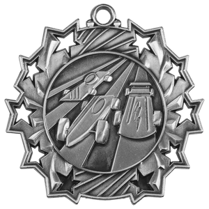 Antique Silver 2 1/4" Pinewood Derby Ten Star Medal