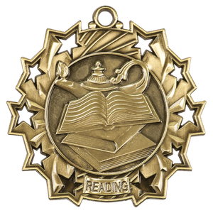 Antique Gold 2 1/4" Reading Ten Star Medal
