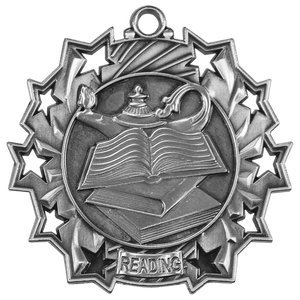 Antique Silver 2 1/4" Reading Ten Star Medal