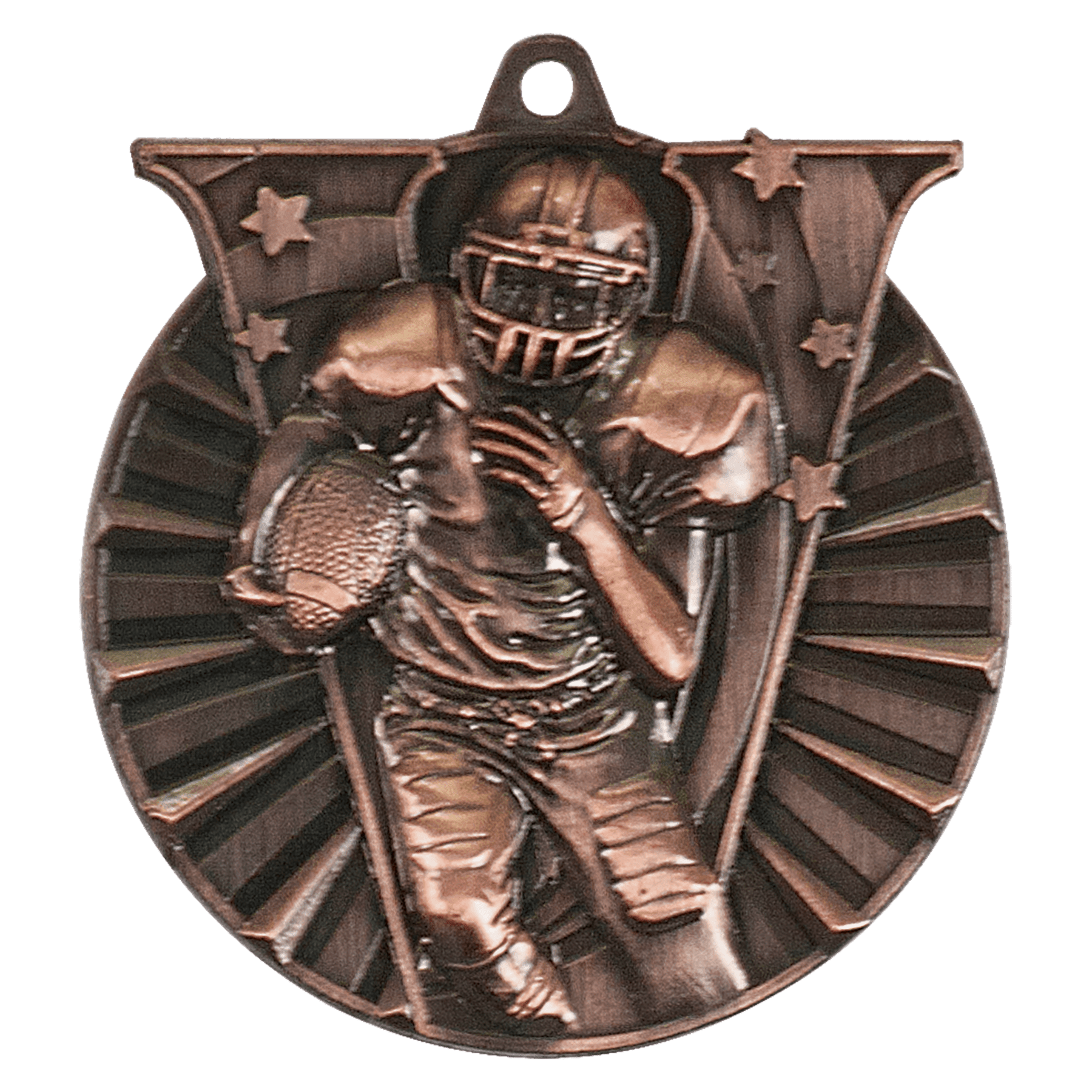 Antique Bronze 2" Football Victory Medal