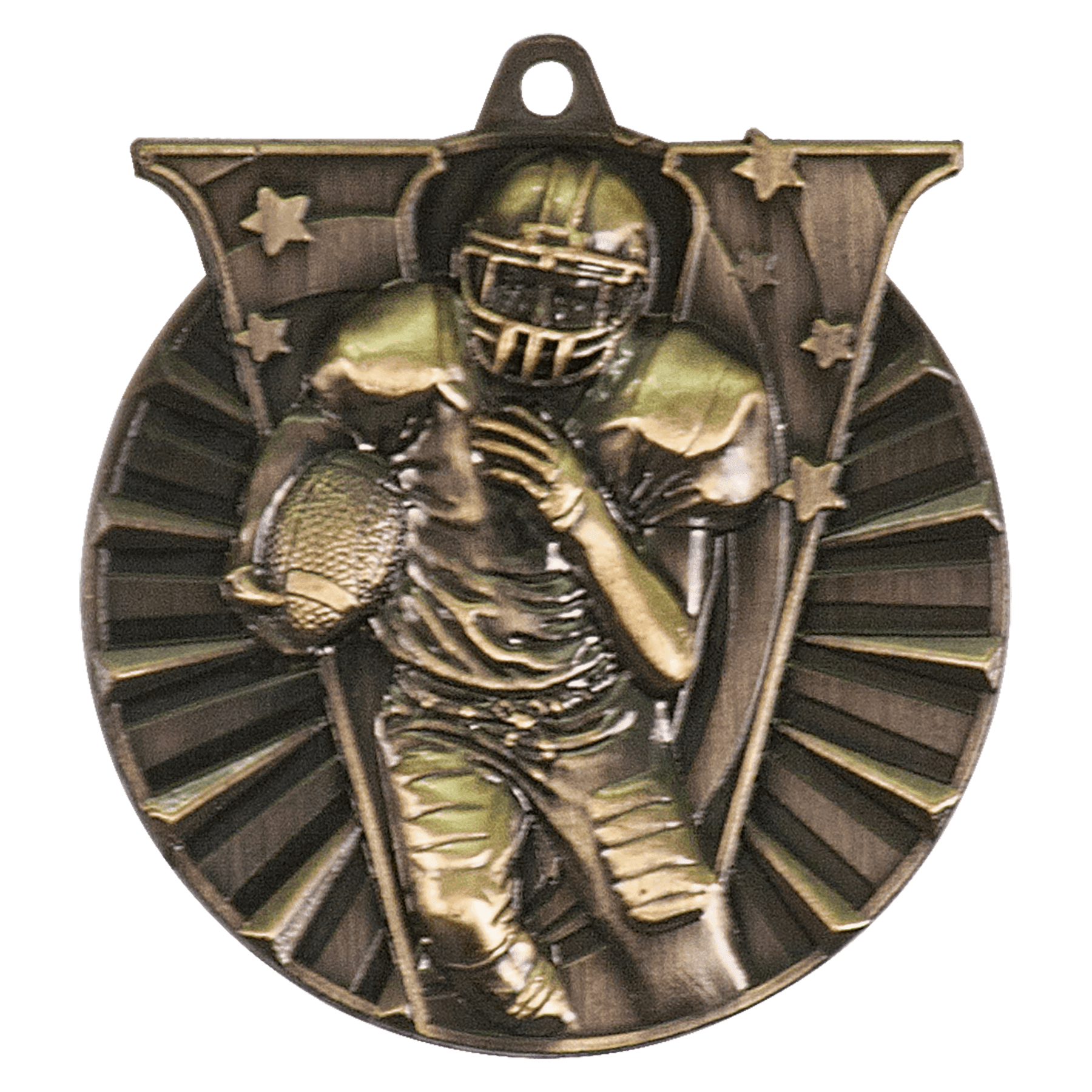 Antique Gold 2" Football Victory Medal