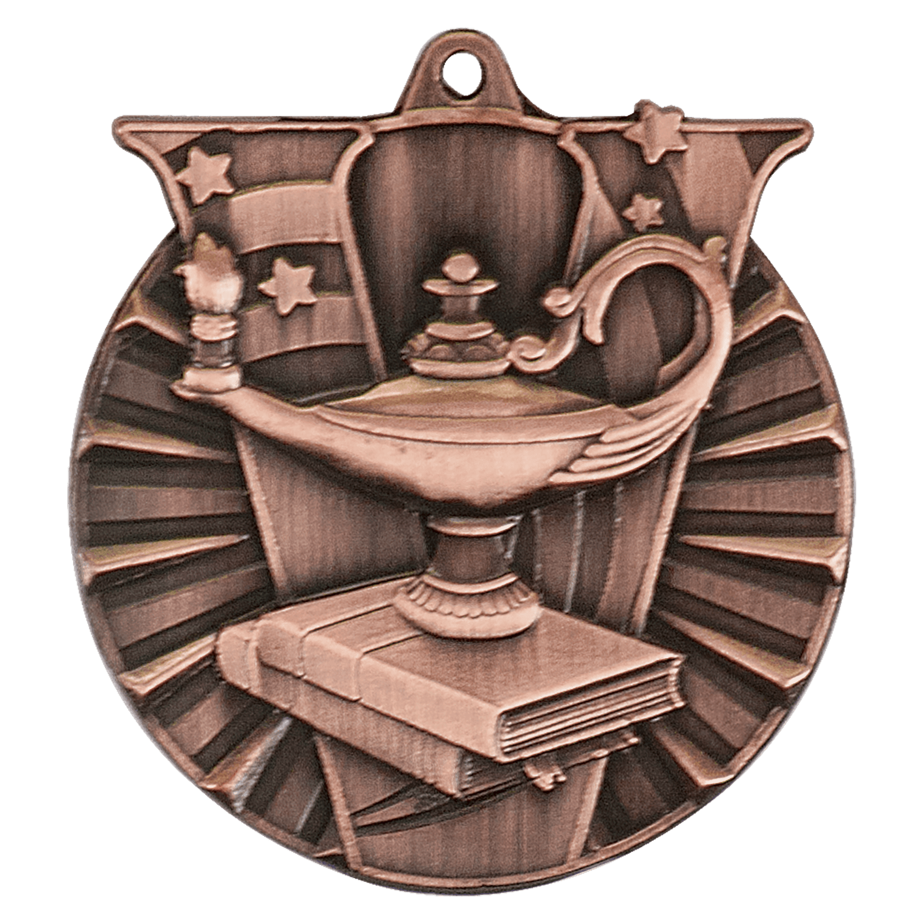 Antique Bronze 2" Lamp of Knowledge Victory Medal