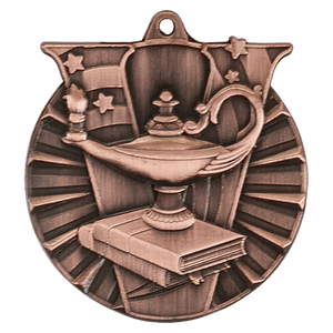 Antique Bronze 2" Lamp of Knowledge Victory Medal