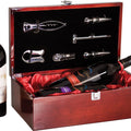Rosewood Piano Finish Double Bottle Wine Box with Tools