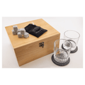 Red Alder Whiskey Set with Two 9 oz. Glasses, Two 4" Slate Coasters, and Eight Granite Whiskey Stones with Black Velvet Bag