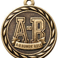 Metal 2-Inch in Diameter Round A-B-Honor Roll Medal with Customizable Back in Antique Brass