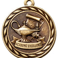 Metal 2-Inch in Diameter Round Academic Excellence Medal with Antique Finish in Multiple Colors