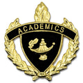 1 INCH WREATH WITH LAMP OF LEARNING ACADEMICS LAPEL PIN