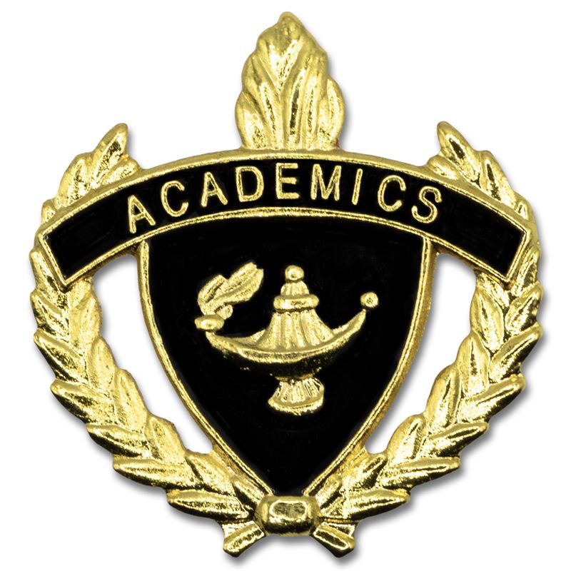 1 INCH WREATH WITH LAMP OF LEARNING ACADEMICS LAPEL PIN