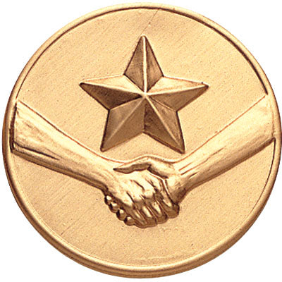 ACHIEVEMENT, STAR, HANDSHAKE, 2 INCH STAMPED INSERT