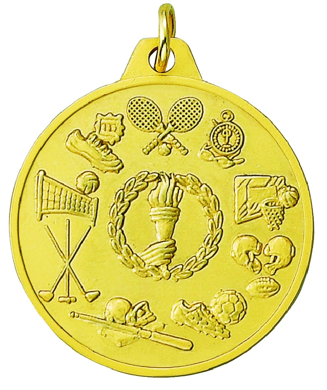 1-1/2 Inch General Sports Medal in Gold with Customizable Back